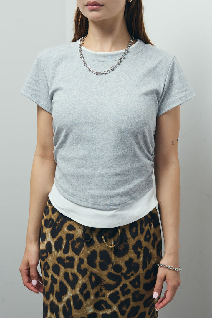 サイドシャーリングレイヤードTシャツ