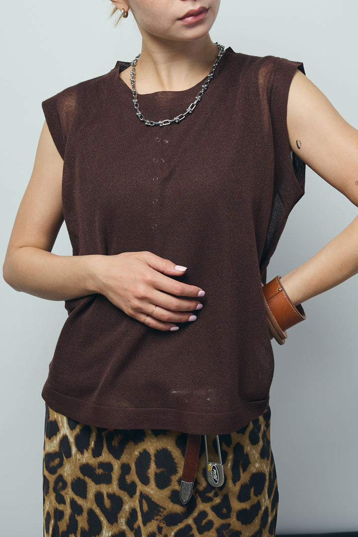 [予約]リネン混ギャザーシアーニット