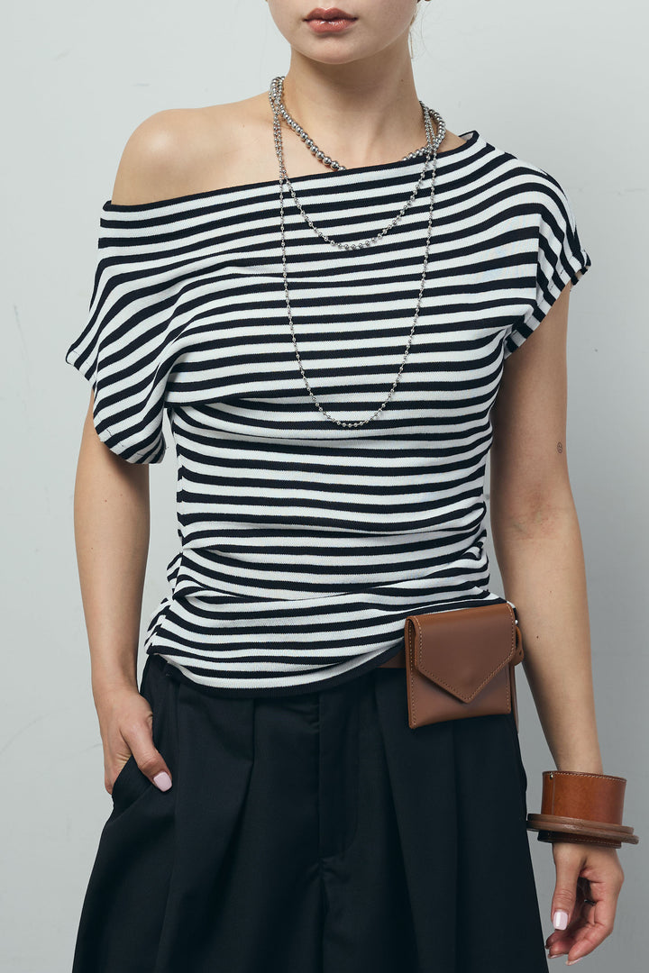 アシメギャザーオフショルPO