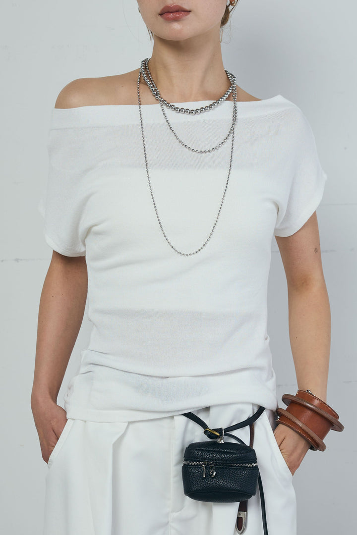 [予約/SET]アシメギャザーオフショルPO+デザインタックパンツ(2set)