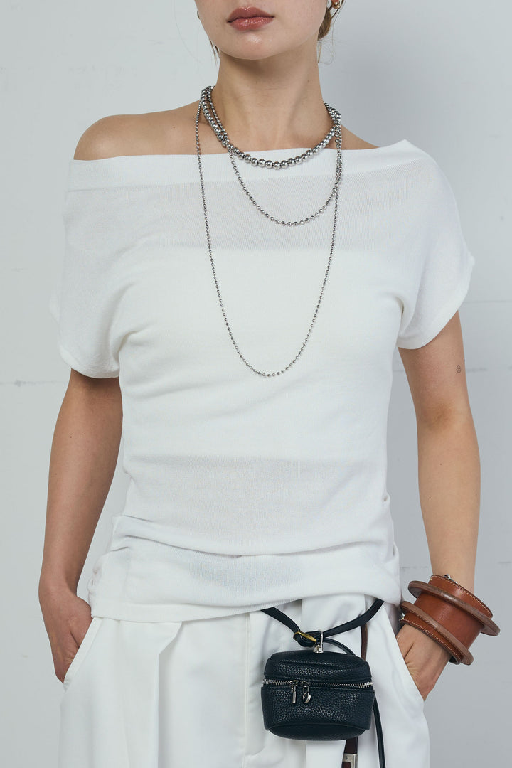 [予約/SET]アシメギャザーオフショルPO+デザインタックパンツ(2set)