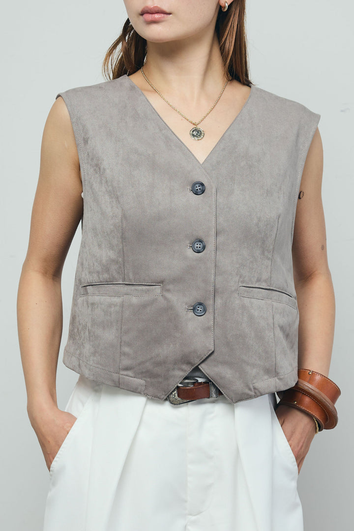 [予約]フェイクスエードベスト