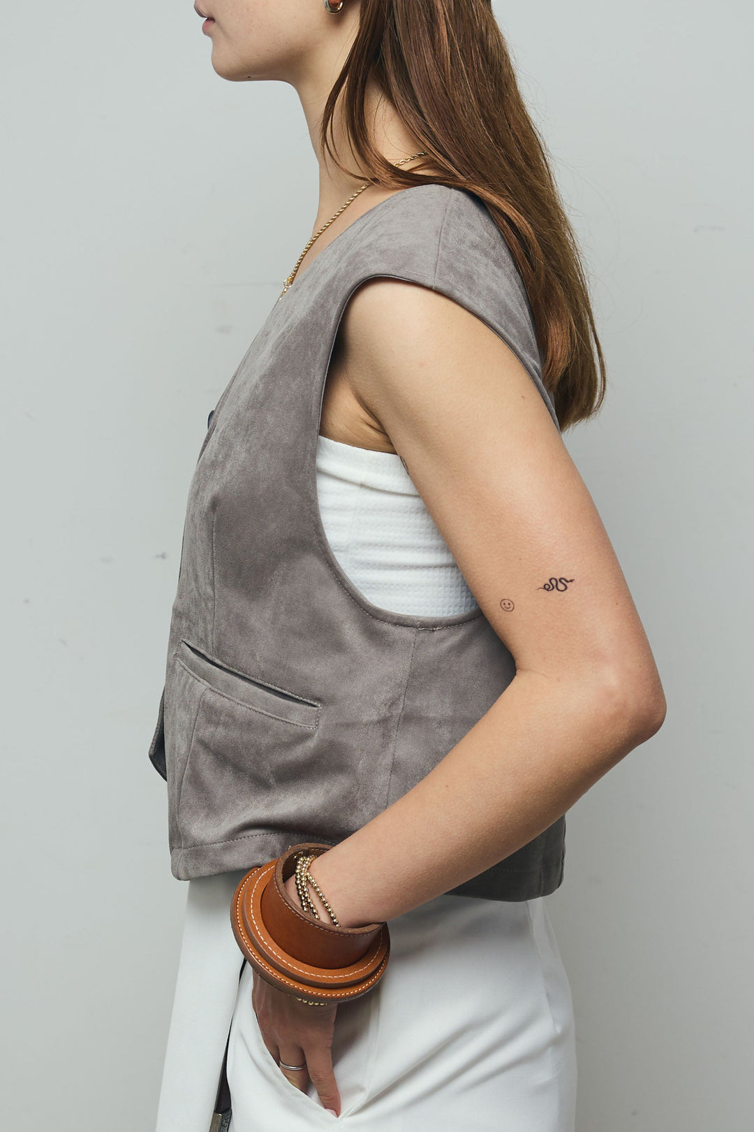 [予約]フェイクスエードベスト