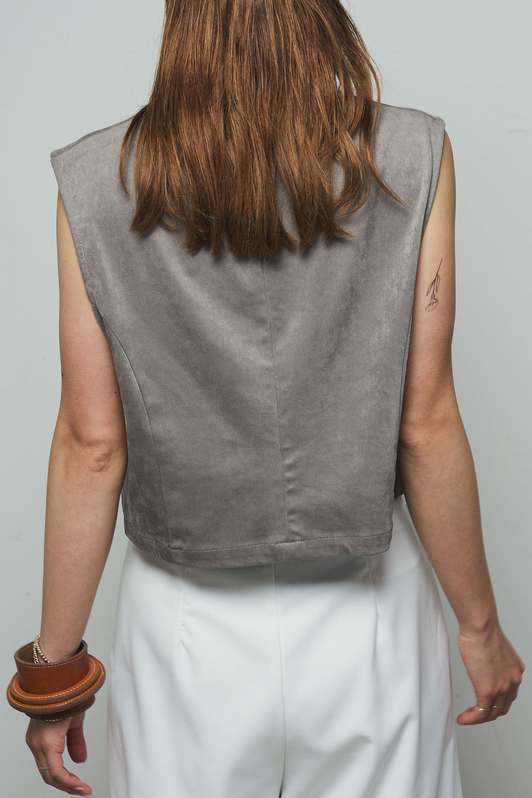 [予約/SET]フェイクスエードベスト+ルーズワイドスウェットパンツ(2set)