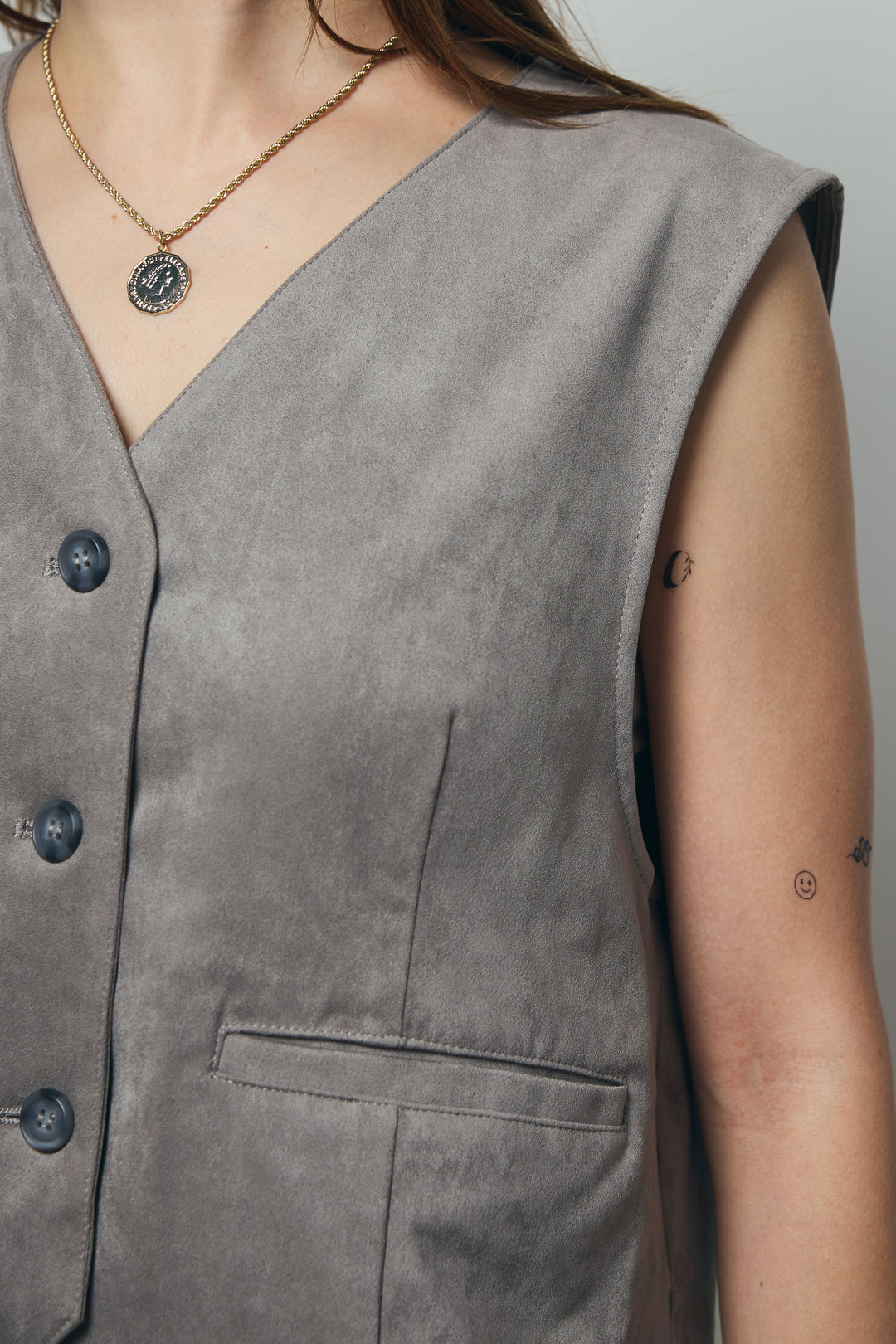 [予約/SET]フェイクスエードベスト+ルーズワイドスウェットパンツ(2set)