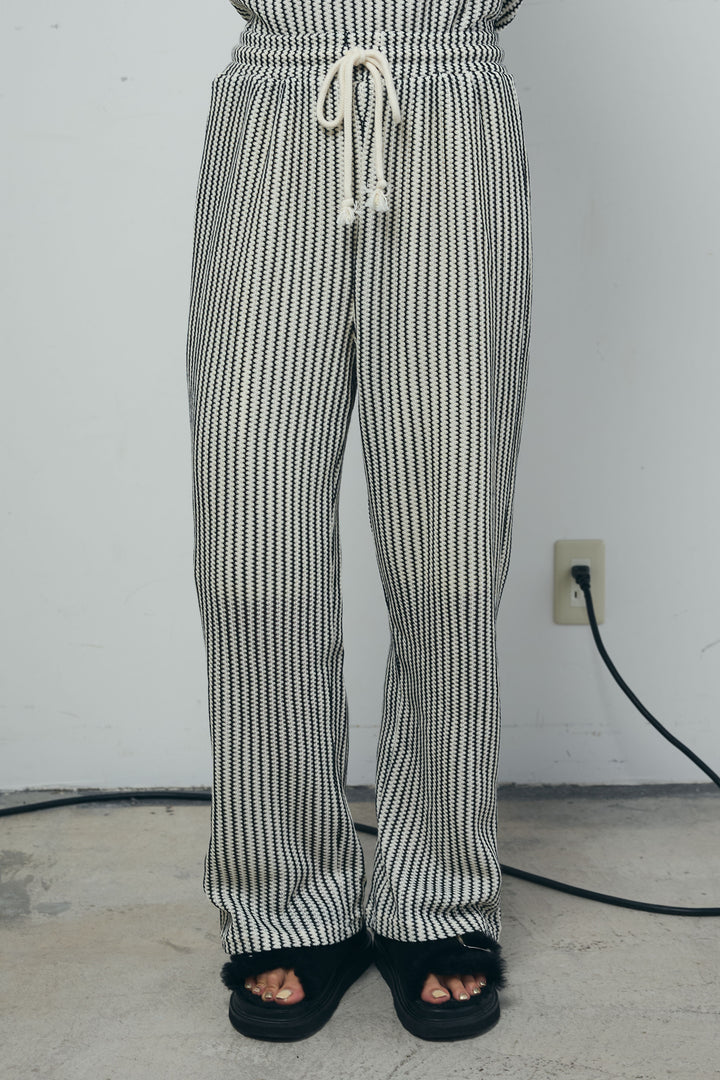 [予約/SET]ノースリーブフロントボタントップス+ストライプレースイージーPT(2set)