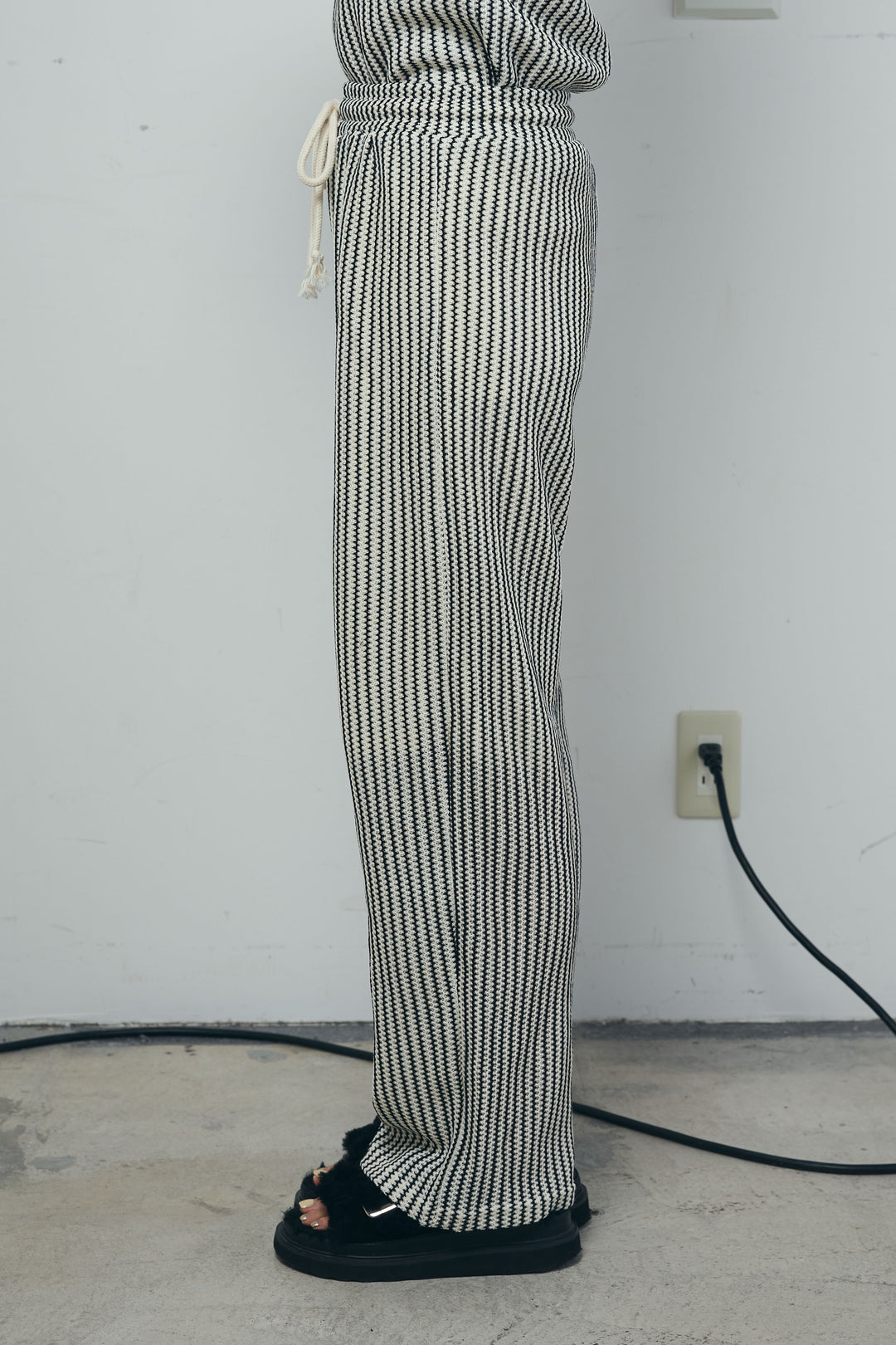 [予約/SET]ノースリーブフロントボタントップス+ストライプレースイージーPT(2set)