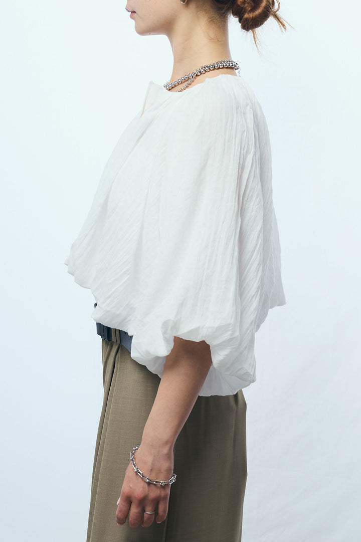 [予約/SET]ガーゼバルーンショートブルゾン+太ベルト付きワイドパンツ(2set)