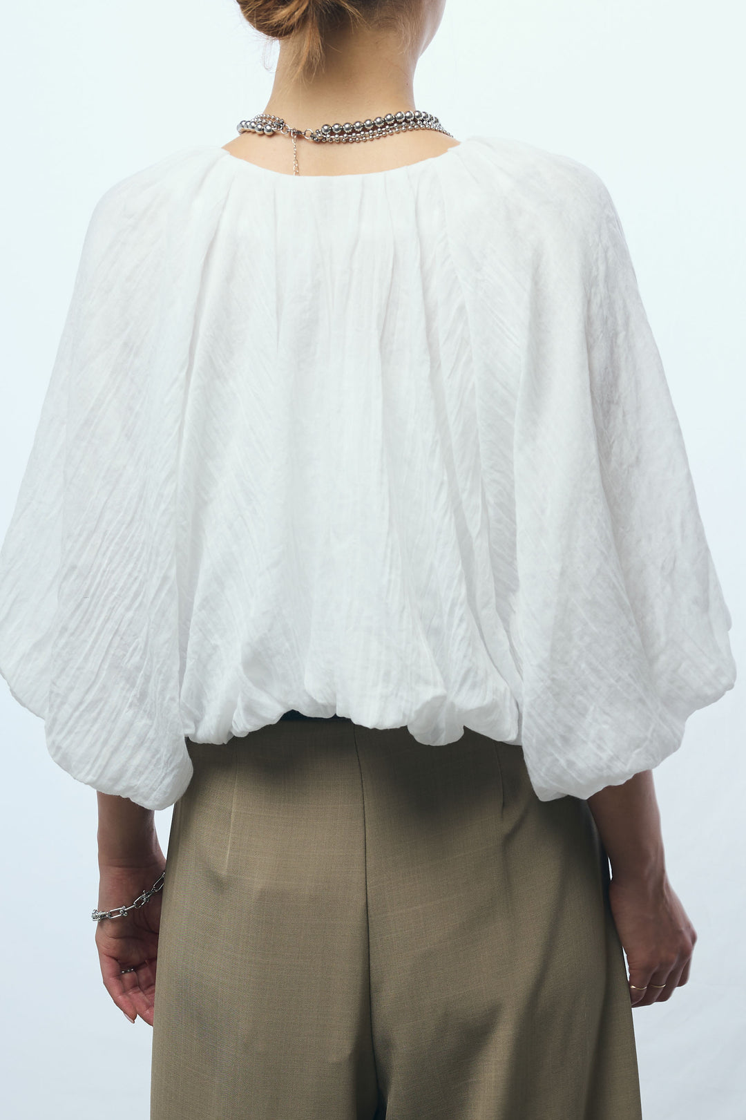 [予約/SET]ガーゼバルーンショートブルゾン+太ベルト付きワイドパンツ(2set)