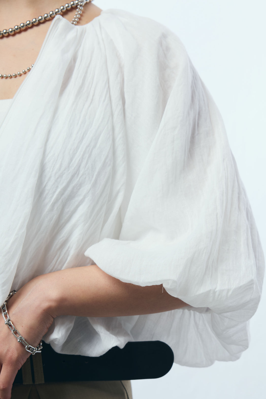 [予約/SET]ガーゼバルーンショートブルゾン+太ベルト付きワイドパンツ(2set)