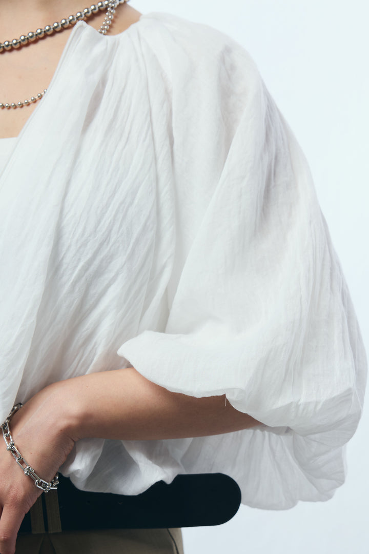 [予約/SET]ガーゼバルーンショートブルゾン+太ベルト付きワイドパンツ(2set)