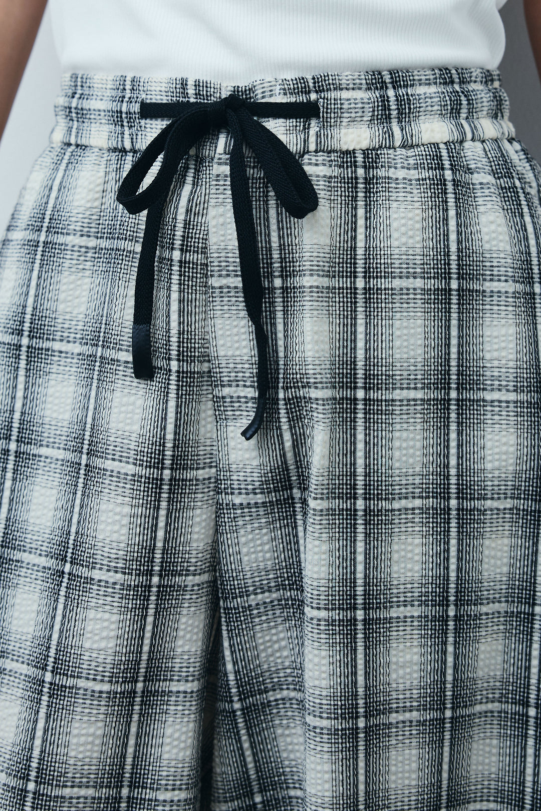[予約]チェックバレルレッグワイドパンツ