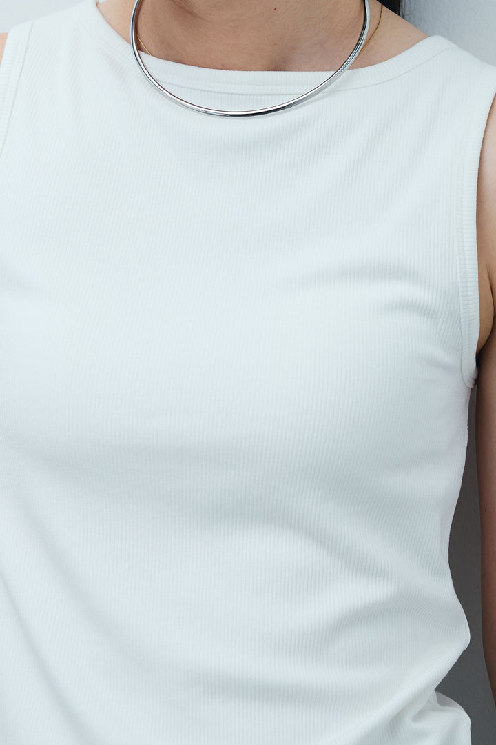 [予約/SET]アシメボタンデニムベスト+テレコリブカップ付きノースリーブ トップス+合繊ツイルジャンプスーツ(3set)