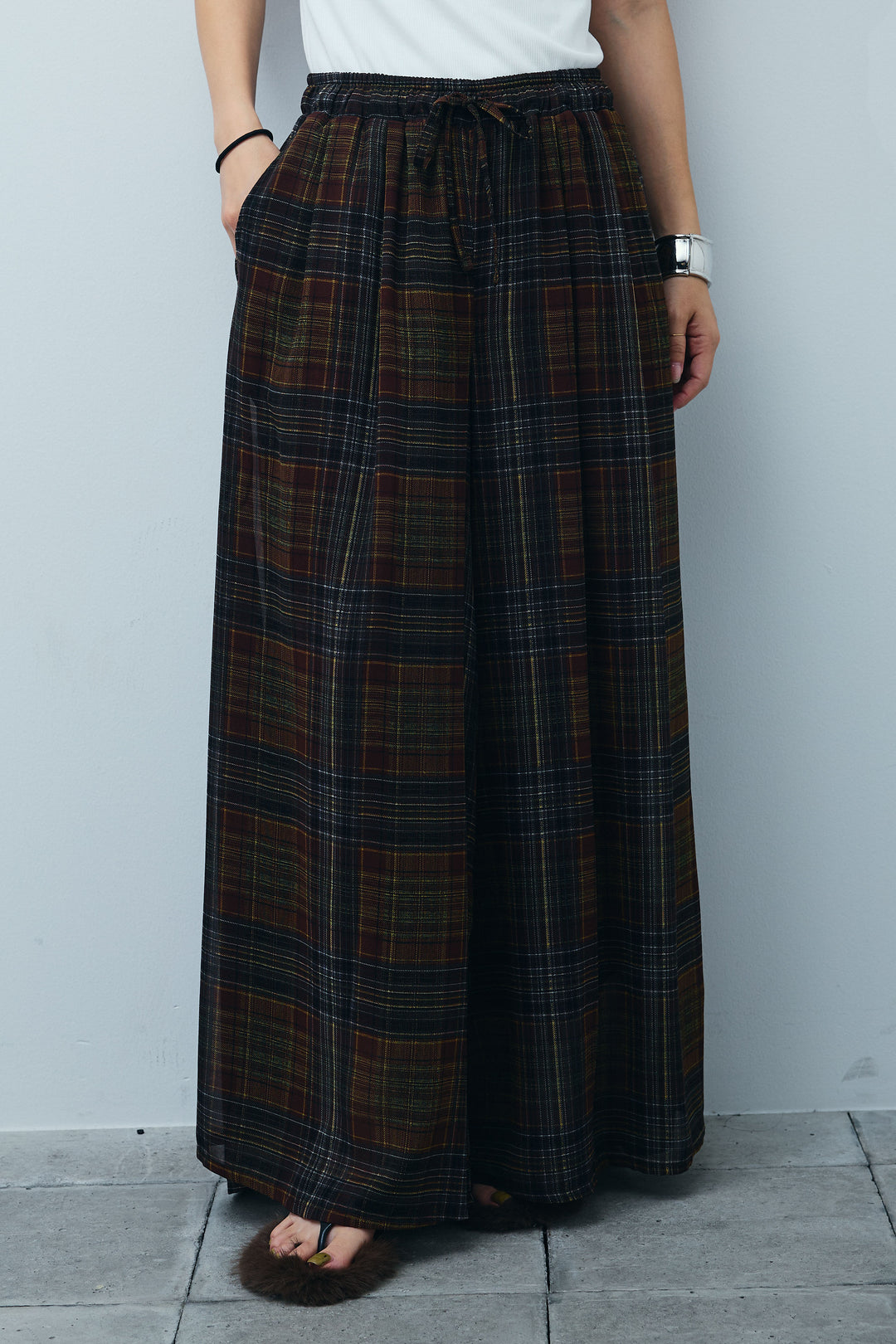 [予約]シアーチェックスーパーワイドパンツ