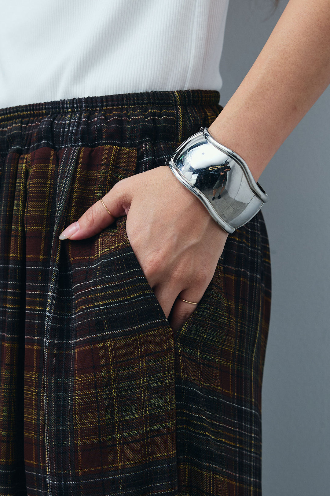 [予約/SET]リネン混ノースリジャケット+シアーチェックスーパーワイドパンツ(2set)