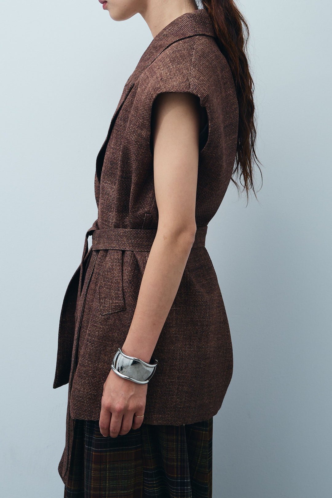 [予約/SET]リネン混ノースリジャケット+レオパードナロースカート(2set)