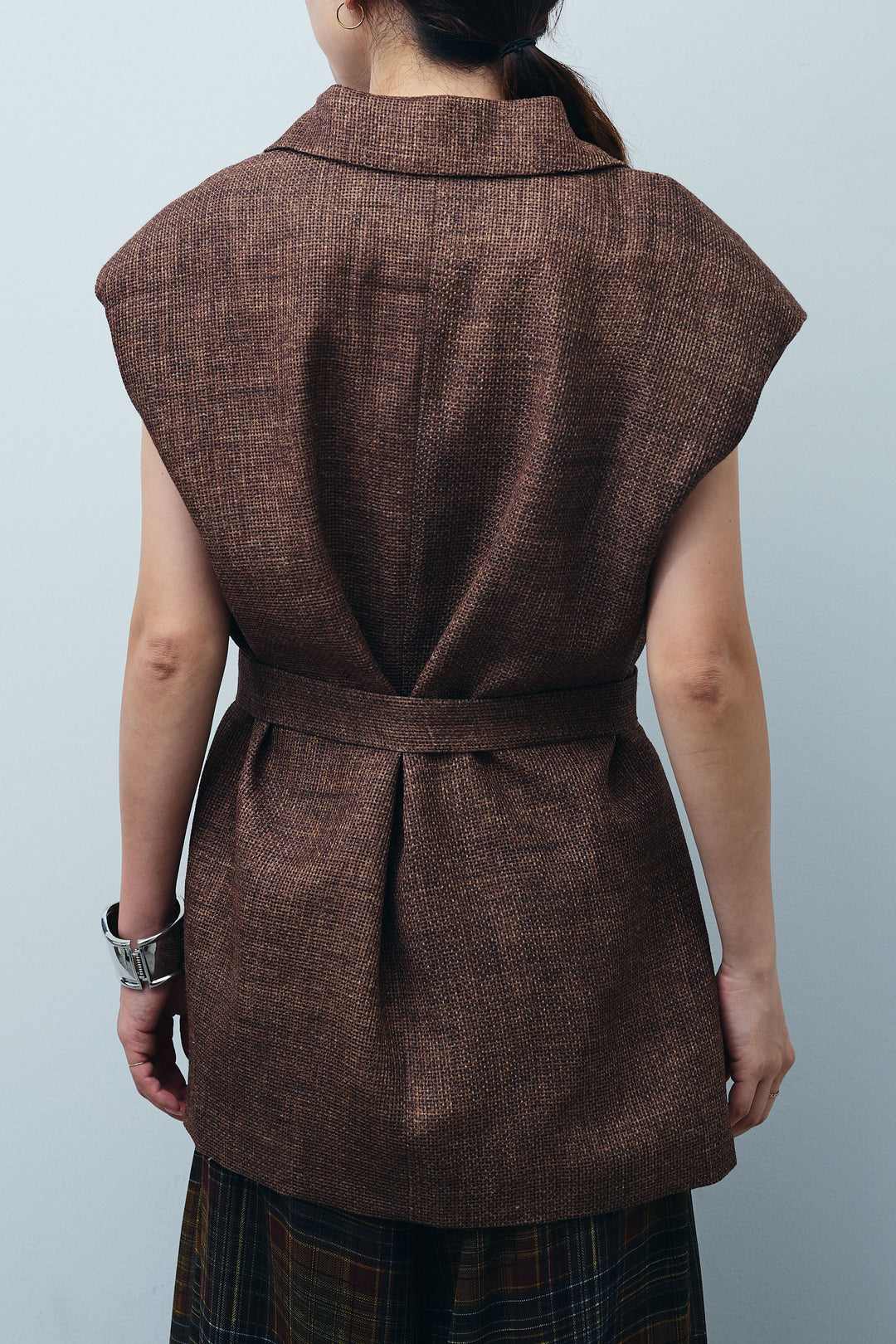 [予約/SET]リネン混ノースリジャケット+レオパードナロースカート(2set)