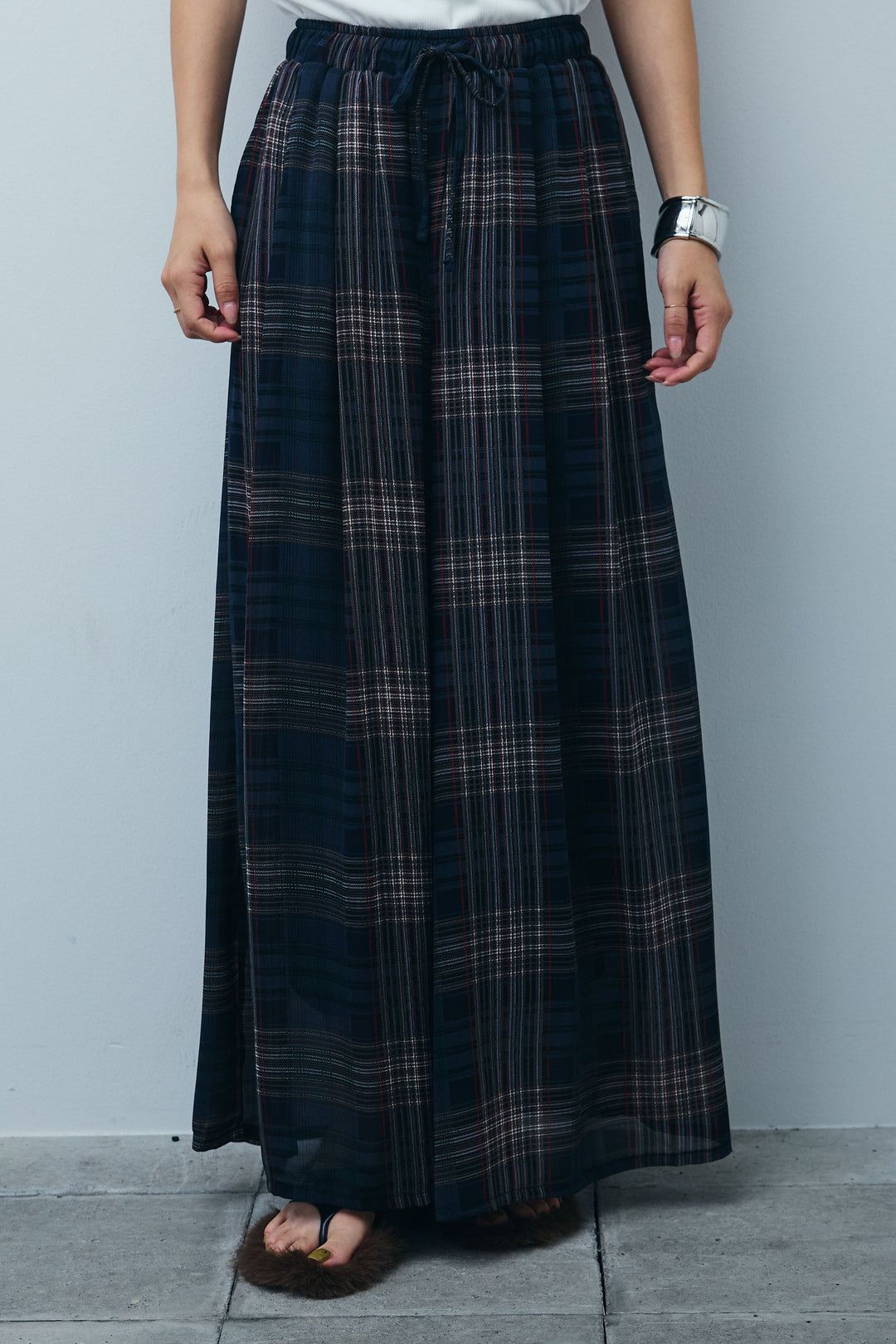 [予約]シアーチェックスーパーワイドパンツ