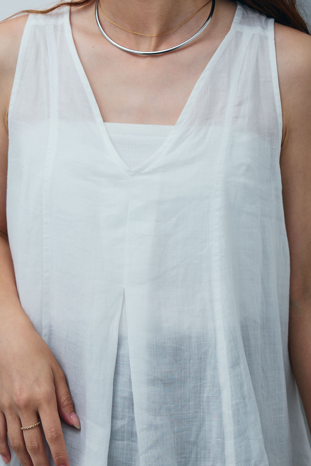 [予約/SET]リネン100%バックレースアップブラウス+ニュアンスラインワイドパンツ(2set)