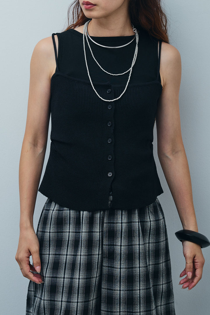 [予約]リネンライクリブニットキャミ