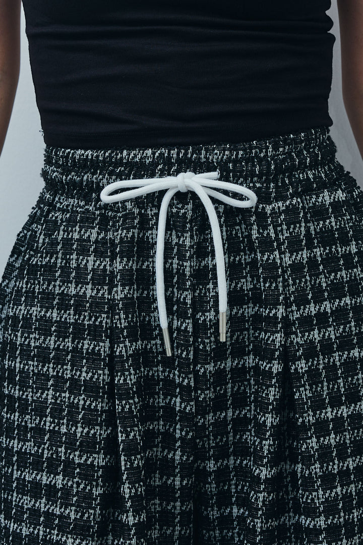 [予約/SET]リボンヤーンニットベスト+サマーツイードリラックスパンツ(2set)