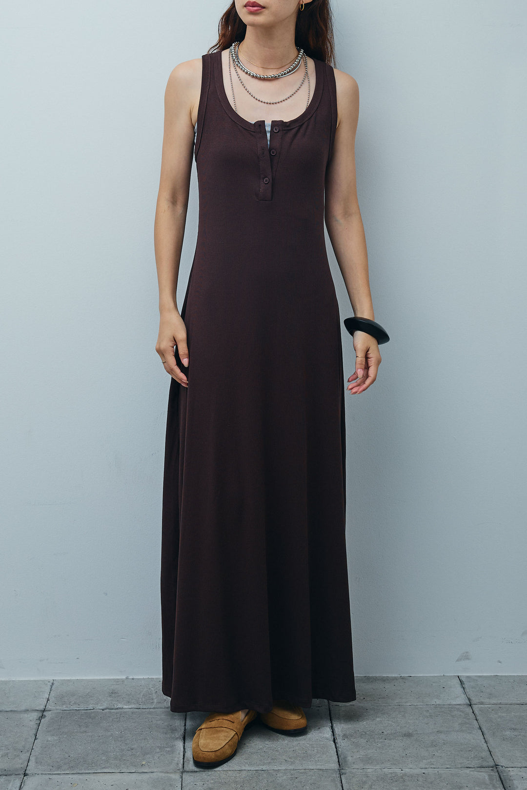 [予約]ラップレイヤードリブロングワンピース