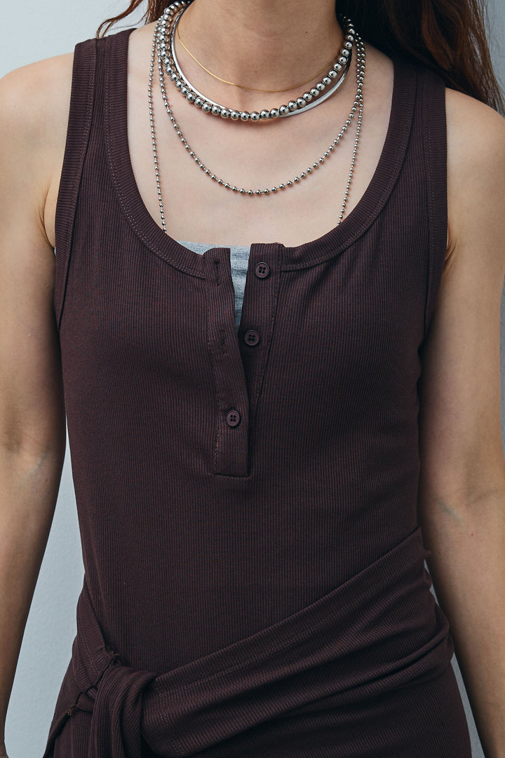 [予約/SET]ラップレイヤードリブロングワンピース+シアーブラウス(2set)