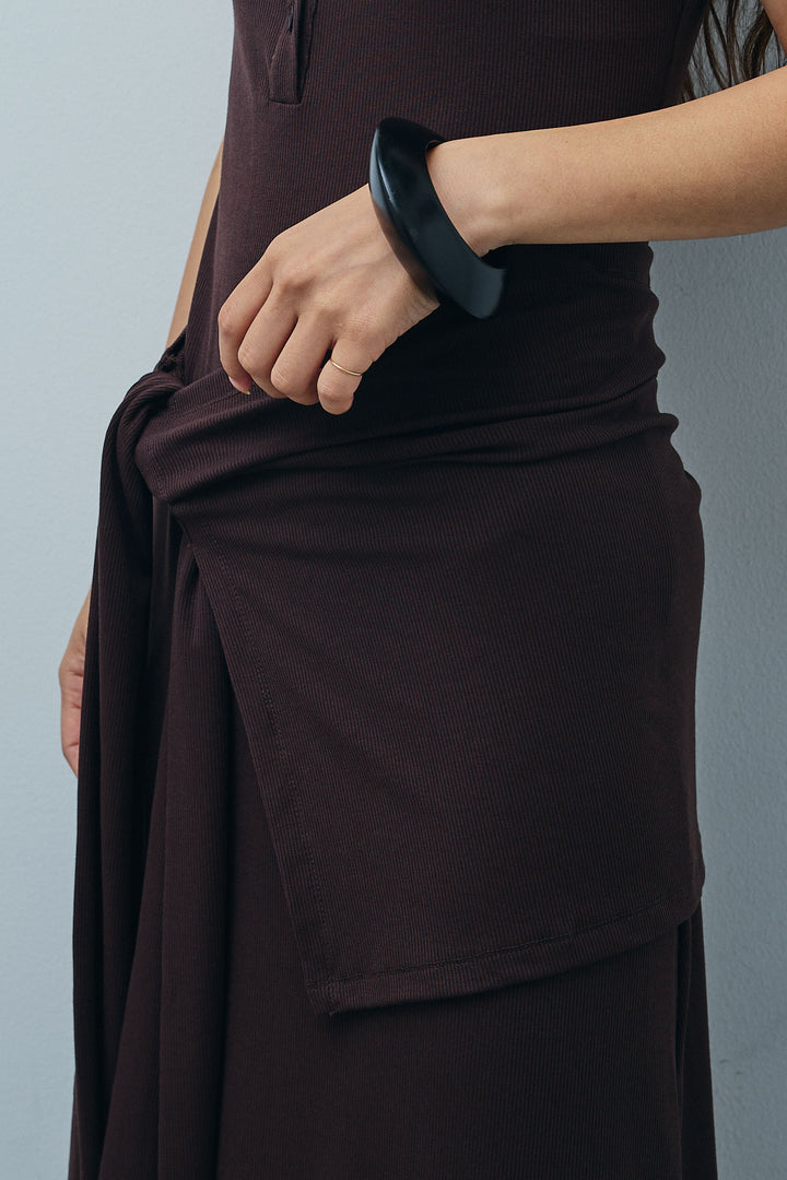 [予約/SET]ハーフスリーブシアーJK+ラップレイヤードリブロングワンピース(2set)