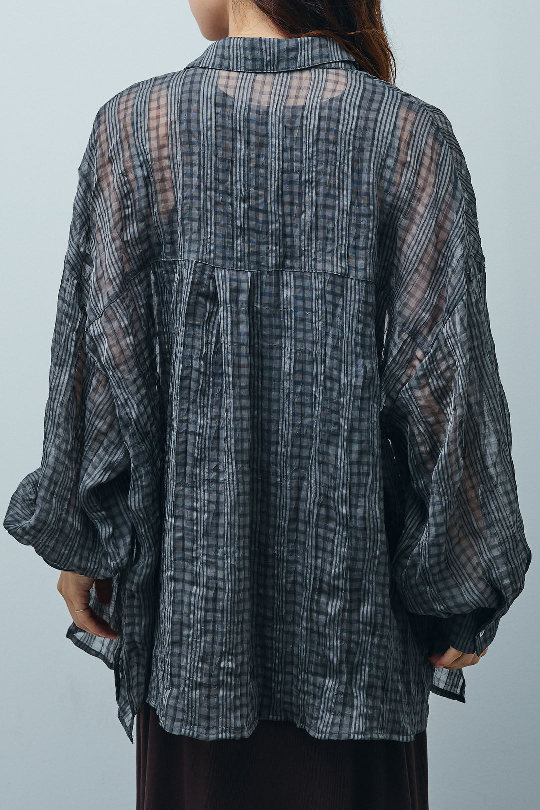 [予約/SET]ラップレイヤードリブロングワンピース+シアーブラウス(2set)