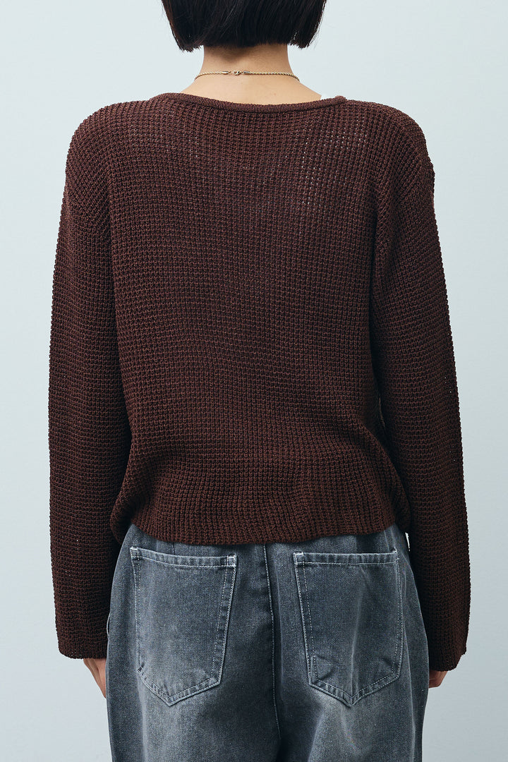 リネンタッチ金ボタンカーデ