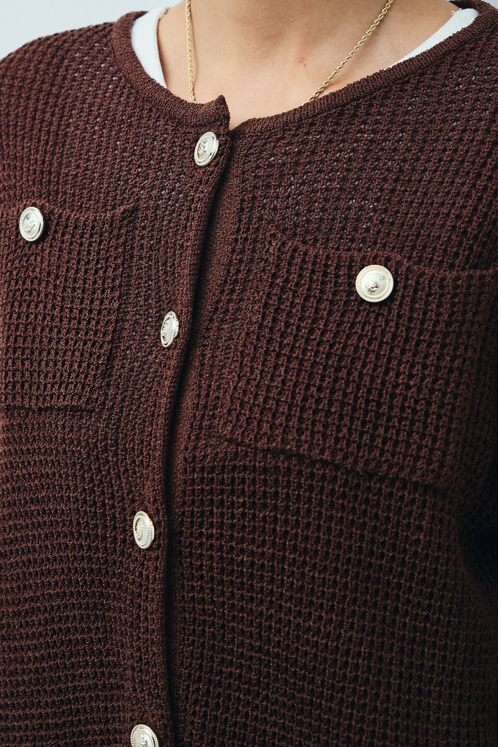 [予約/SET]リネンタッチ金ボタンカーデ+フロントジップストラップデザインデニムサロペット(2set)