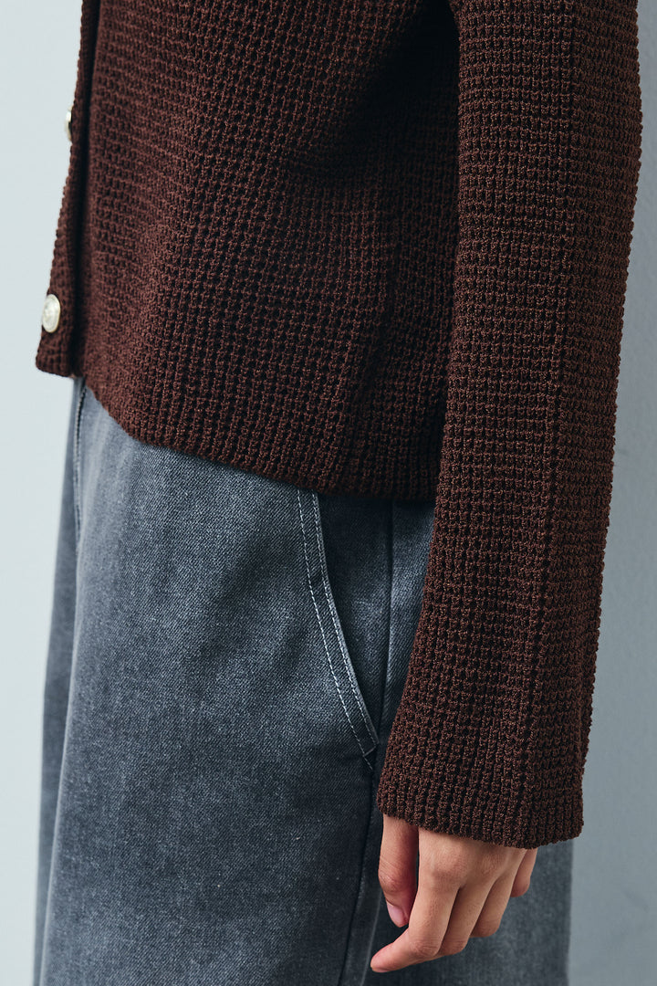 [予約/SET]リネンタッチ金ボタンカーデ+フロントジップストラップデザインデニムサロペット(2set)