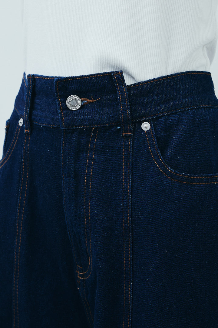 [予約/SET]チェックベスト+デニム切り替えストレートパンツ(2set)