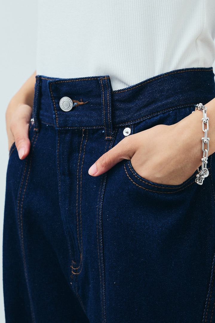 [予約/SET]チェックベスト+デニム切り替えストレートパンツ(2set)