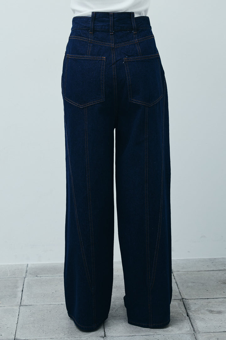 [予約/SET]チェックベスト+デニム切り替えストレートパンツ(2set)