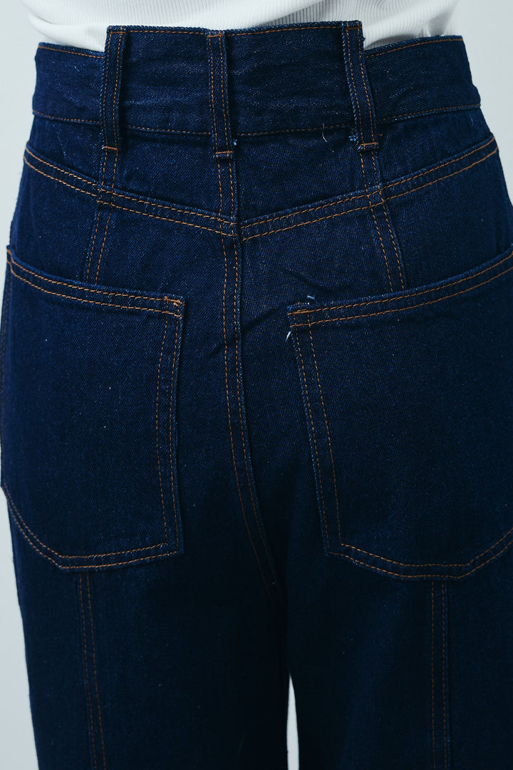 [予約/SET]チェックベスト+デニム切り替えストレートパンツ(2set)