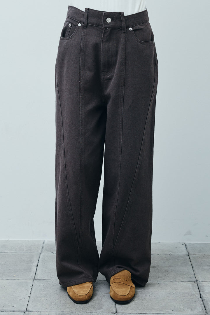 [予約]ツイル切り替えストレートパンツ