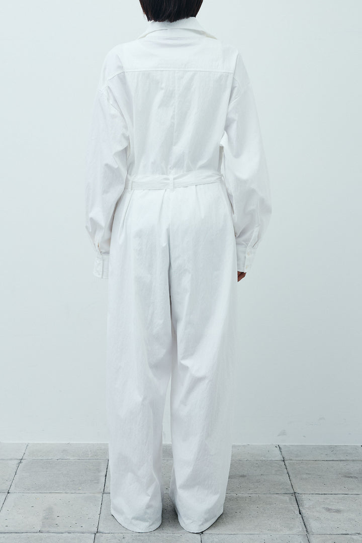 [予約/SET]アシメボタンデニムベスト+テレコリブカップ付きノースリーブ トップス+合繊ツイルジャンプスーツ(3set)