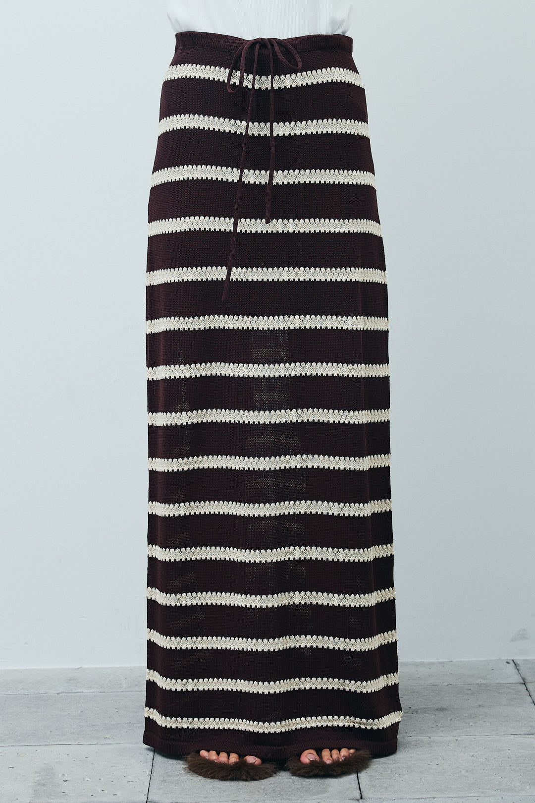 [予約/SET]アシメボタンデニムベスト+テレコリブカップ付きノースリーブ トップス+ニットスカート(3set)