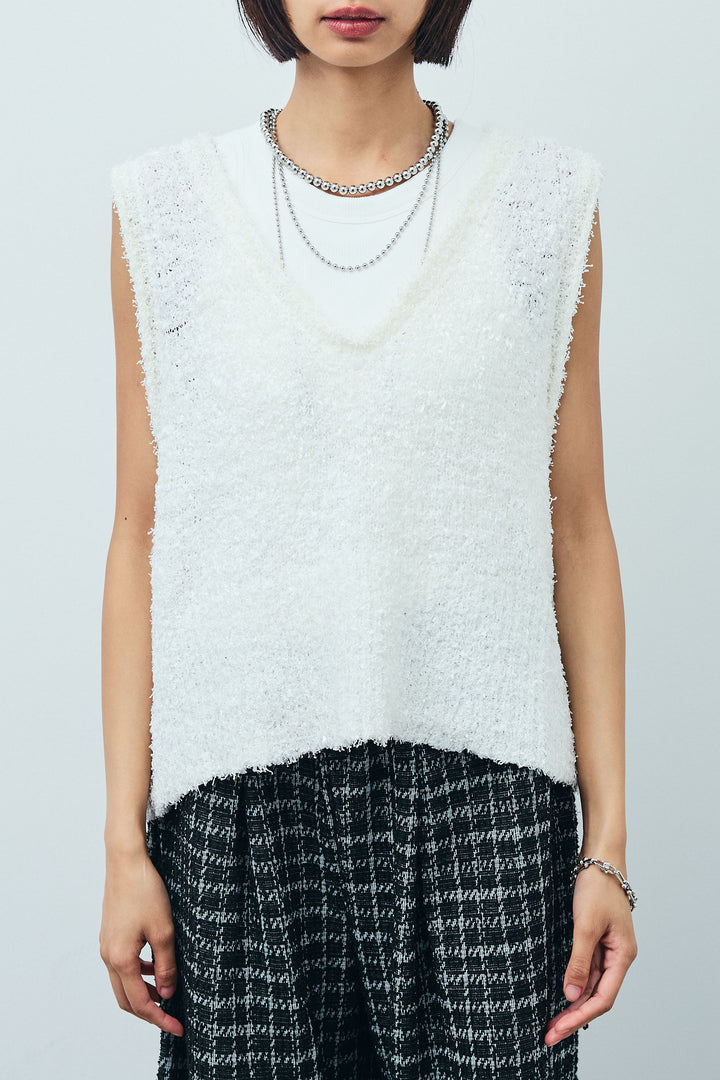 [予約]リボンヤーンニットベスト