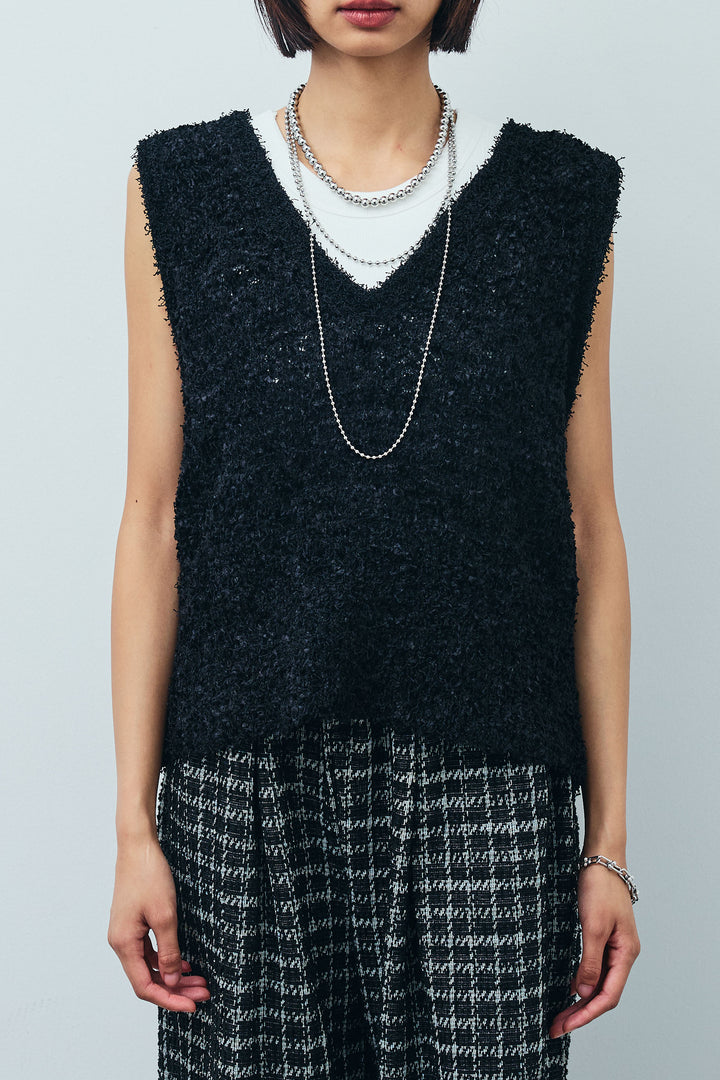 [予約]リボンヤーンニットベスト