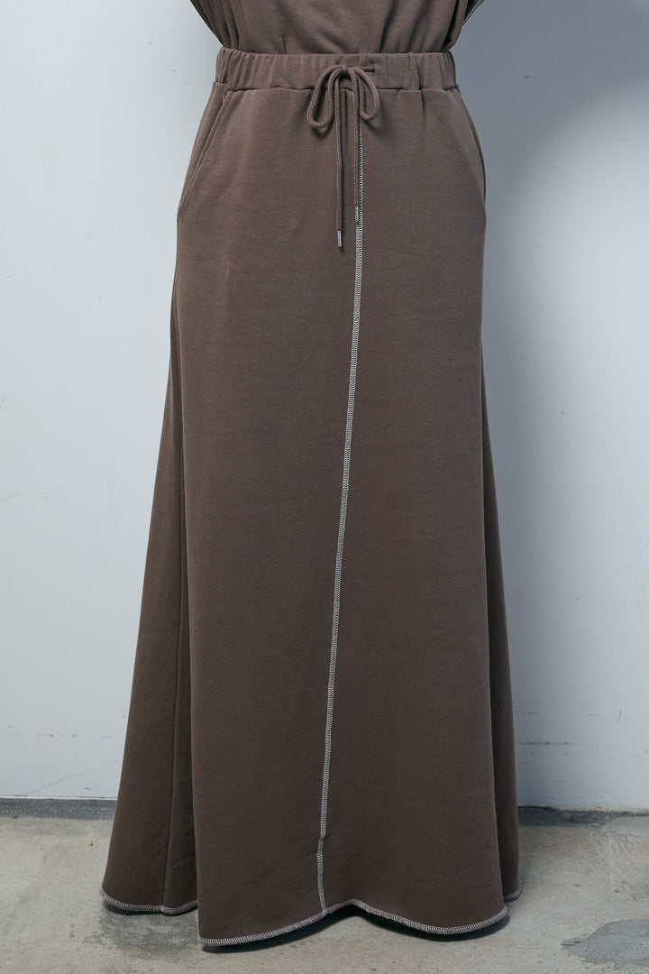 [予約/SET]配色ラグランルーズスウェット+スリットスウェットロングSK(2set)