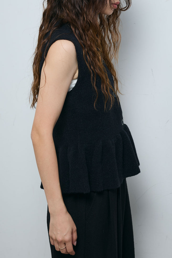 [予約/SET]アルパカタッチペプラムノースリプルオーバー+ネップワイドパンツ(2set)