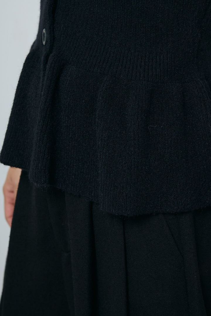 [予約/SET]アルパカタッチペプラムノースリプルオーバー+ネップワイドパンツ(2set)