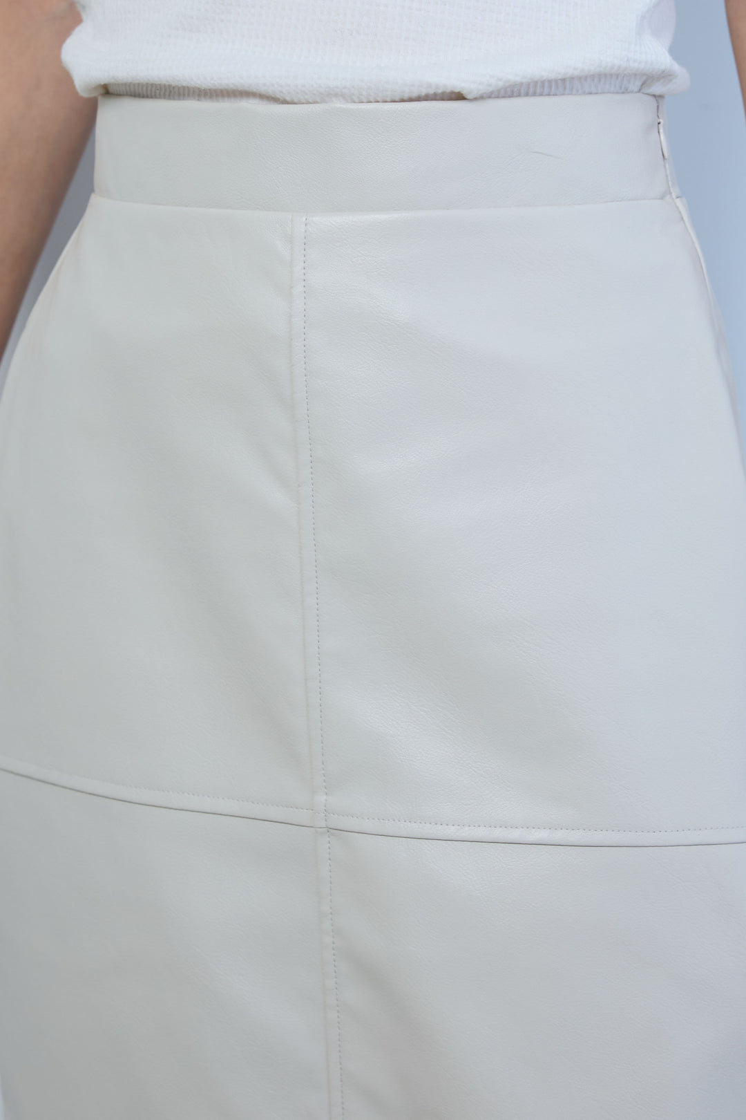 [予約/SET]ポロ襟ボーダーTOPS+エコレザーバックスリットペンシルスカート(2set)