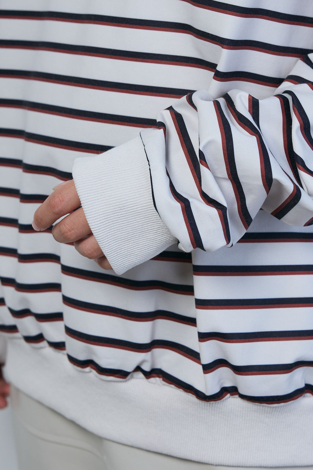 [予約/SET]ポロ襟ボーダーTOPS+エコレザーバックスリットペンシルスカート(2set)