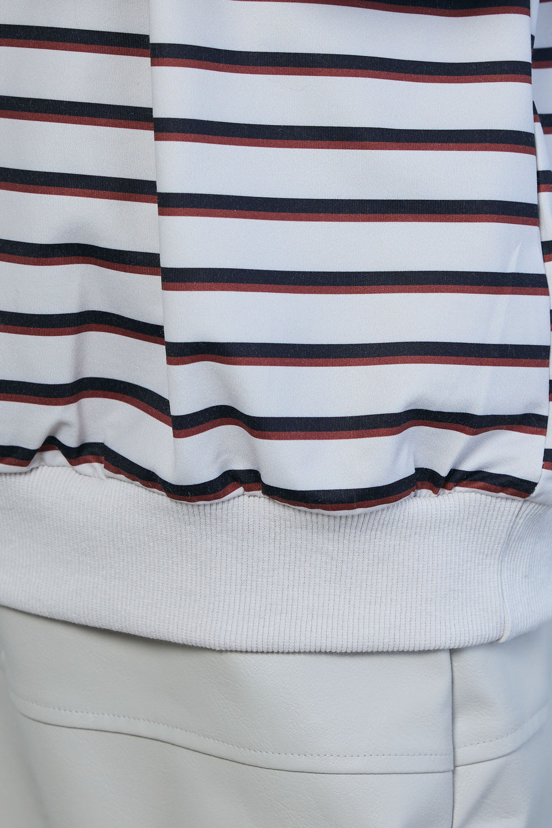 [予約/SET]ポロ襟ボーダーTOPS+エコレザーバックスリットペンシルスカート(2set)