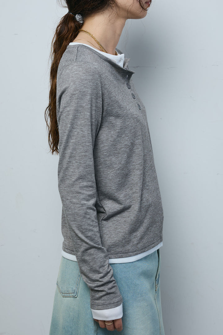 [予約/SET]サテンミリタリーシャツJK+レイヤードヘンリーネックプルオーバー+ボックスデニム膝丈SK(3set)