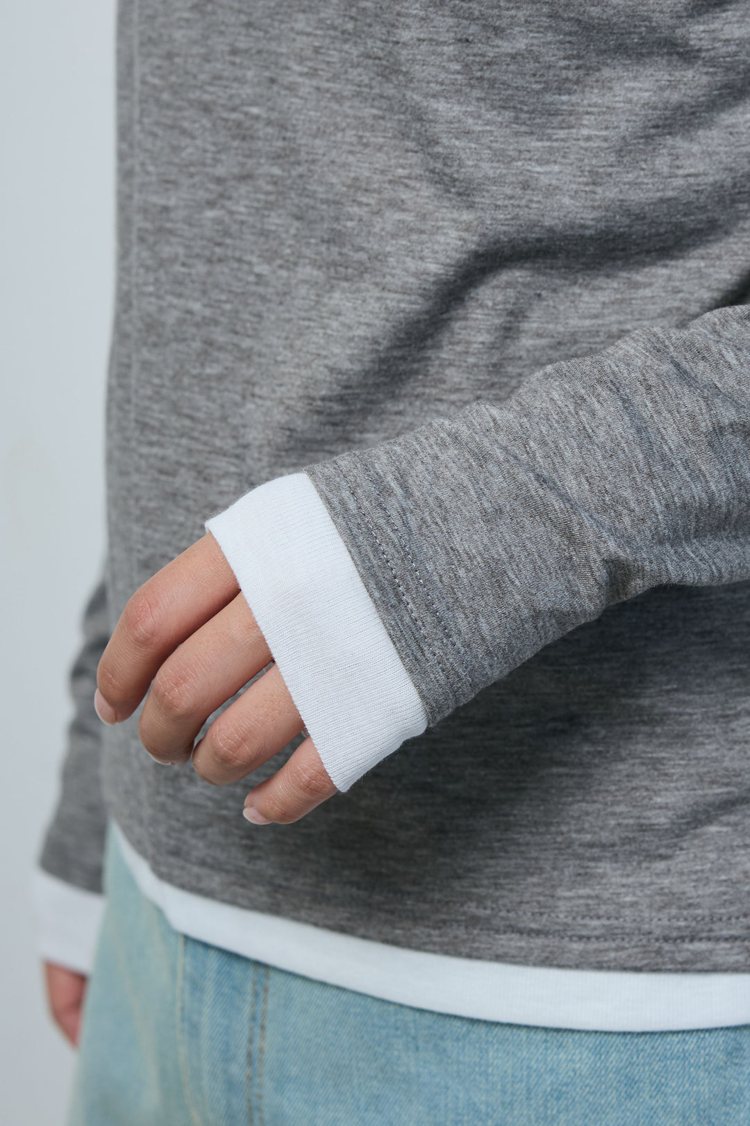 [予約/SET]サテンミリタリーシャツJK+レイヤードヘンリーネックプルオーバー+ボックスデニム膝丈SK(3set)