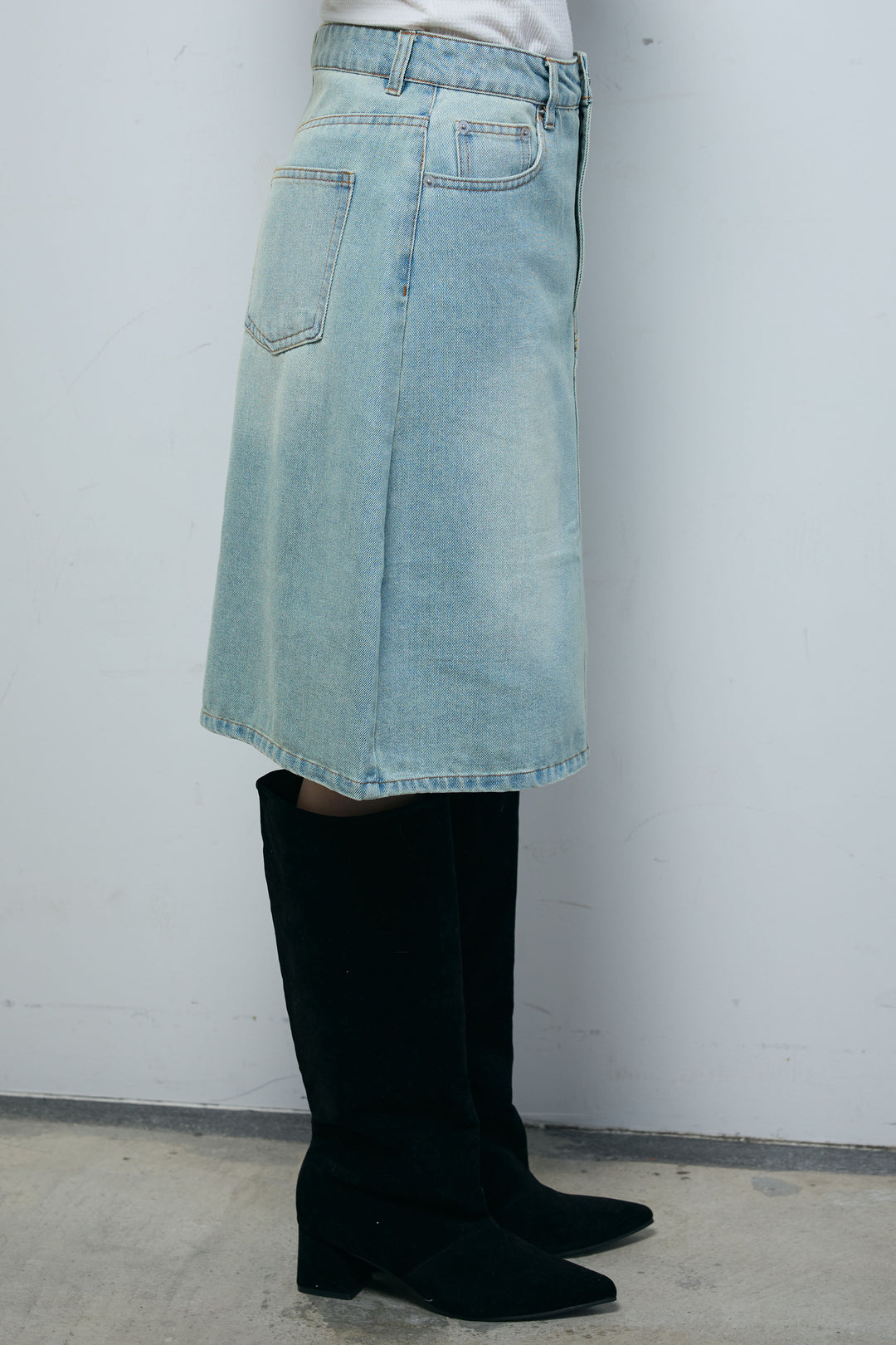 [予約/SET]サテンミリタリーシャツJK+ボックスデニム膝丈SK(2set)